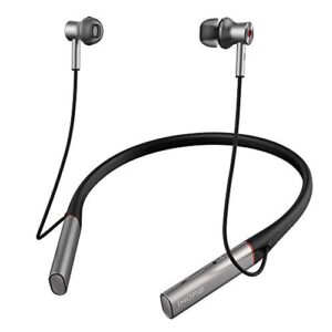 1more dual driver bt anc in-ear headphones wireless bluetooth earphones with active noise cancellation, enc, fast charging, magnetic earbuds, microphone and volume controls, silver (renewed)