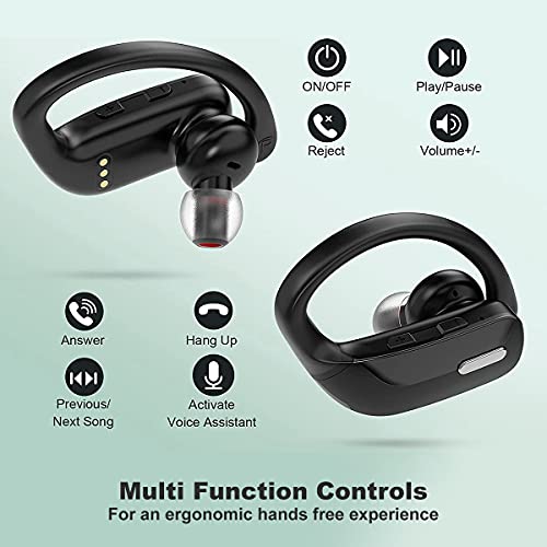 Acuvar Fully Wireless Bluetooth 5.0 Rechargeable Waterproof Sweatproof Sports Active Earbud Headphones with Microphone, 48h USB Power Charging Case Surround Stereo Bass and Passive Noise Cancelling