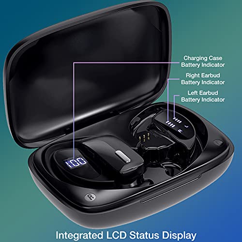 Acuvar Fully Wireless Bluetooth 5.0 Rechargeable Waterproof Sweatproof Sports Active Earbud Headphones with Microphone, 48h USB Power Charging Case Surround Stereo Bass and Passive Noise Cancelling