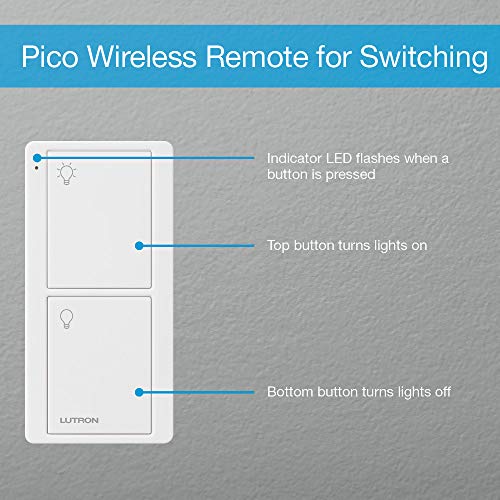 Lutron 2-Button Pico Smart Remote Control for Caséta Smart Switch, PJ2-2B-GLA-L01, Light Almond