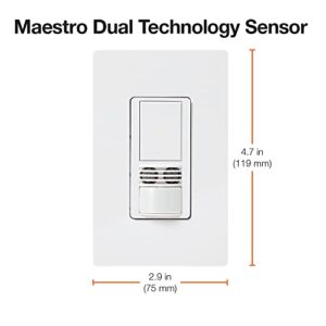 Lutron MS-A102-WH Maestro Dual Tech Occupancy Sensor Switch, no neutral required, 6 Amp Single-Pole, White