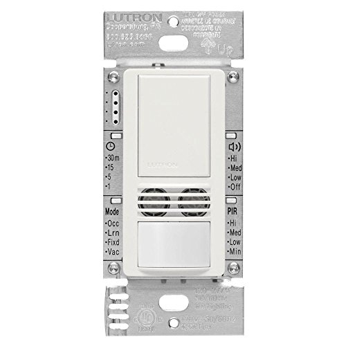 Lutron MS-A102-WH Maestro Dual Tech Occupancy Sensor Switch, no neutral required, 6 Amp Single-Pole, White