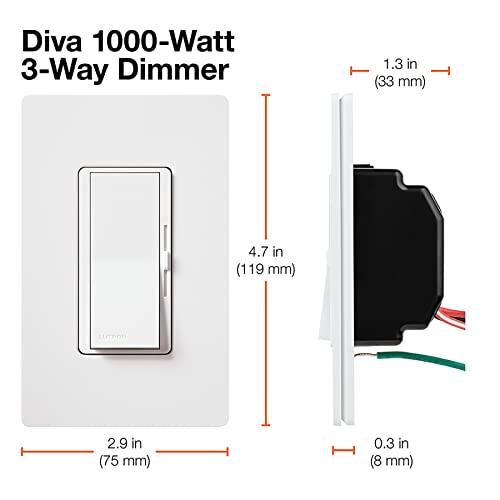 Lutron Diva Dimmer Switch for Incandescent Bulbs, 1000-Watt/3-Way Preset, DV-103P-WH, White