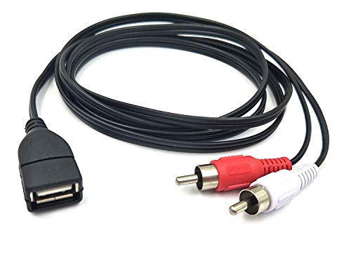 Halokny USB 2.0 A Female to 2 Dual RCA Male Y Splitter Audio Video AV Composite Adapter Cable - 5 Feet(USB F/2RCA M)