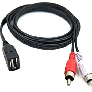 Halokny USB 2.0 A Female to 2 Dual RCA Male Y Splitter Audio Video AV Composite Adapter Cable - 5 Feet(USB F/2RCA M)