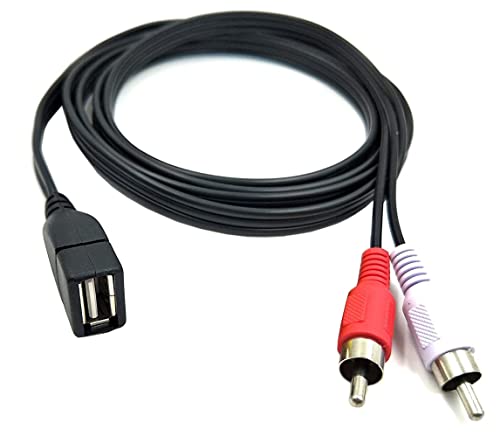 Halokny USB 2.0 A Female to 2 Dual RCA Male Y Splitter Audio Video AV Composite Adapter Cable - 5 Feet(USB F/2RCA M)