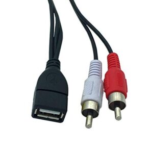 Halokny USB 2.0 A Female to 2 Dual RCA Male Y Splitter Audio Video AV Composite Adapter Cable - 5 Feet(USB F/2RCA M)