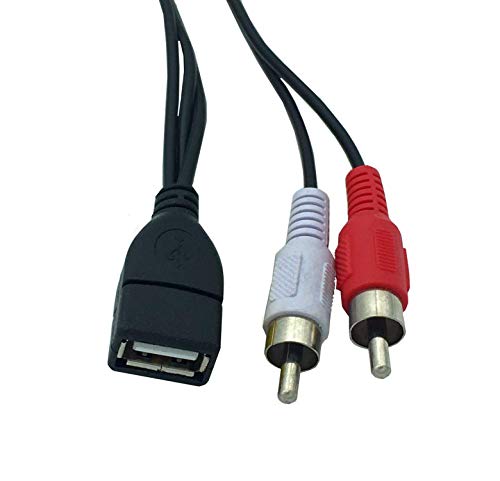 Halokny USB 2.0 A Female to 2 Dual RCA Male Y Splitter Audio Video AV Composite Adapter Cable - 5 Feet(USB F/2RCA M)