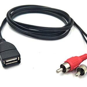 Halokny USB 2.0 A Female to 2 Dual RCA Male Y Splitter Audio Video AV Composite Adapter Cable - 5 Feet(USB F/2RCA M)