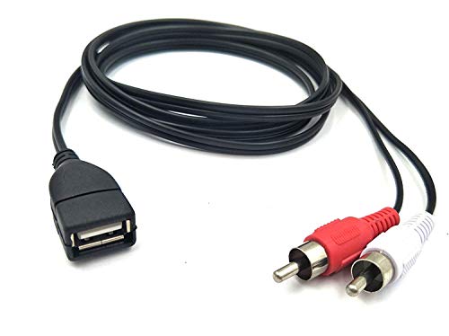 Halokny USB 2.0 A Female to 2 Dual RCA Male Y Splitter Audio Video AV Composite Adapter Cable - 5 Feet(USB F/2RCA M)