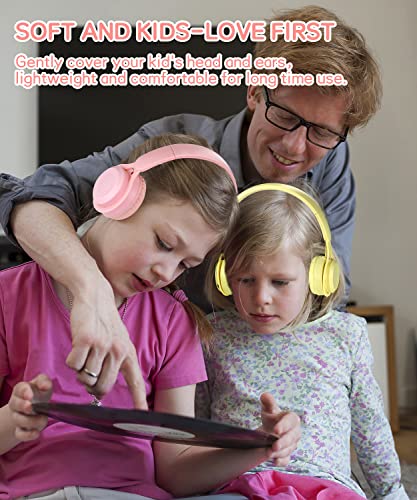 scorking Kids Bluetooth Headphones, Wireless Headphones for Kids with Built-in Microphone, Over Ear Kids Headphones Wireless Foldable Stereo AUX 3.5mm for Boys Girls School Smartphone iPad Tablet