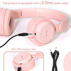 scorking Kids Bluetooth Headphones, Wireless Headphones for Kids with Built-in Microphone, Over Ear Kids Headphones Wireless Foldable Stereo AUX 3.5mm for Boys Girls School Smartphone iPad Tablet