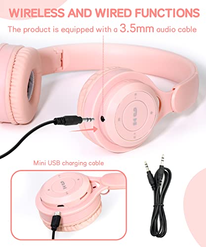 scorking Kids Bluetooth Headphones, Wireless Headphones for Kids with Built-in Microphone, Over Ear Kids Headphones Wireless Foldable Stereo AUX 3.5mm for Boys Girls School Smartphone iPad Tablet