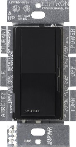 Lutron DVELV-300P-BL Diva 300-Watt Single Pole Electronic Low-Voltage Dimmer, Black