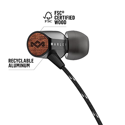 House of Marley Uplift 2: Wired Earphones with Microphone and Sustainable Materials (Black)