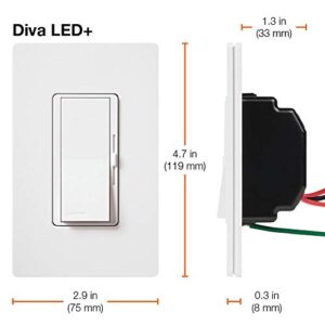 Lutron Diva LED+ Dimmer Switch for Dimmable LED, Halogen and Incandescent Bulbs, Single-Pole or 3-Way, DVCL-153PH-BL, Black