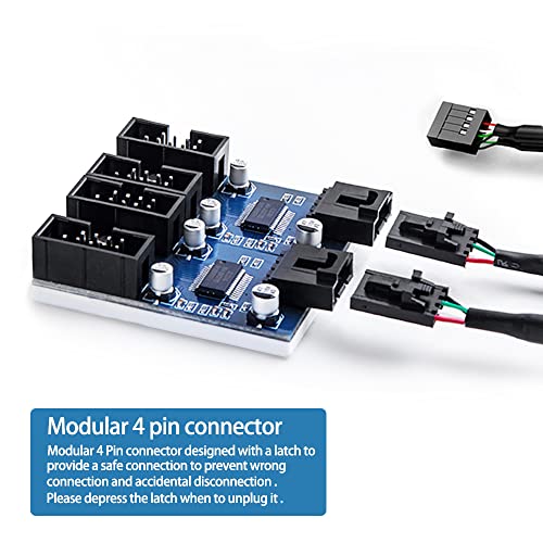 Nest Warehouse 9Pin USB Header Splitter Male 1 to 4 Female Extension USB 2.0 Motherboard USB 2.0 Adapter, Converter MB USB Adapter 9Pin Internal USB Hub Port Multiplier