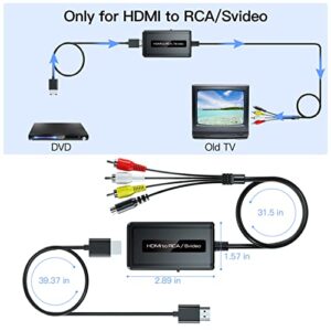 PARUIEN 2 in 1 HDMI to S-Video/RCA Converter, 1080P HDMI Svideo Adapter, HDMI to Svideo Composite AV + R/L Audio Converter Compatible with DVD/PS3/PS4/TV Stick