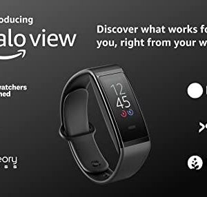 Amazon Halo View fitness tracker, with color display for at-a-glance access to heart rate, activity, and sleep tracking – Active Black – Medium/Large