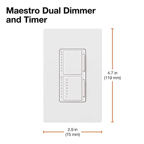 Lutron Maestro 300-Watt Single-Pole Digital Dimmer and Timer Switch, for Incandescent and Halogen Bulbs, MA-L3T251-WH, White