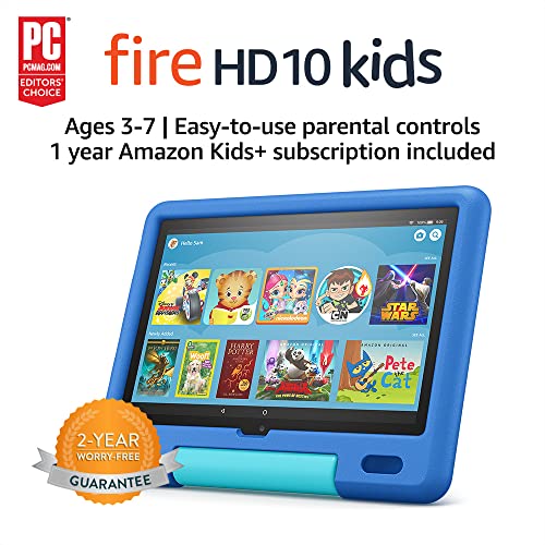 Amazon Fire HD 10 Kids tablet, 10.1", 1080p Full HD, ages 3–7, 32 GB, Sky Blue