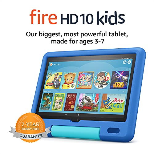 Amazon Fire HD 10 Kids tablet, 10.1", 1080p Full HD, ages 3–7, 32 GB, Sky Blue