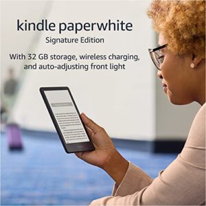 Kindle Paperwhite Signature Edition (32 GB) – With a 6.8" display, wireless charging, and auto-adjusting front light – Without Lockscreen Ads – Denim