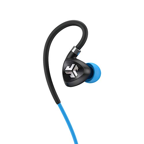 JLab Fit 2.0 Bluetooth Enabled Wireless Sports Earbuds | Bluetooth 4.1 | 10mm Titanium Drivers | 6 Hour Battery Life | IP55 Sweatproof | Flexible Memory Wire | Blue