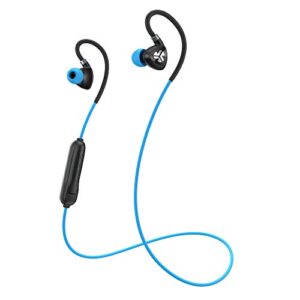 JLab Fit 2.0 Bluetooth Enabled Wireless Sports Earbuds | Bluetooth 4.1 | 10mm Titanium Drivers | 6 Hour Battery Life | IP55 Sweatproof | Flexible Memory Wire | Blue