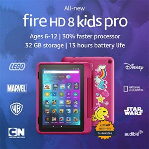 all-new amazon fire hd 8 kids pro tablet, 8″ hd display, ages 6-12, 30% faster processor, 13 hours battery life, kid-friendly case, 32 gb, (2022 release), rainbow universe