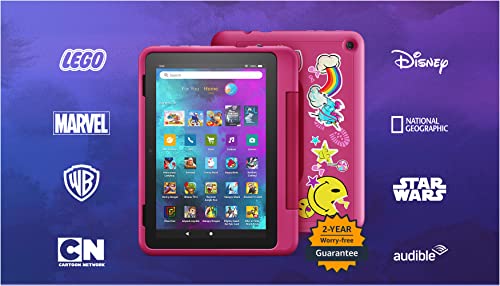 All-new Amazon Fire HD 8 Kids Pro tablet, 8" HD display, ages 6-12, 30% faster processor, 13 hours battery life, Kid-Friendly Case, 32 GB, (2022 release), Rainbow Universe