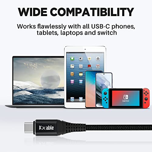 USB C to C Cable 100W 2 Feet (2 Pack), USB 2.0 Type C Charging Cable, Nylon Braided, 5A Fast Charging for MacBook Pro, iPad Pro, iPad Air, Samsung Galaxy with a Cable Clip- 2ft