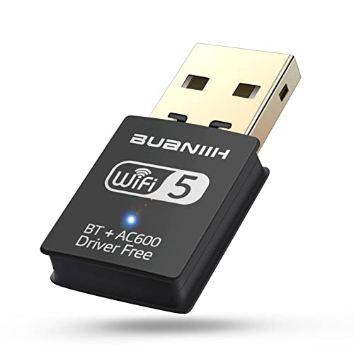 USB WiFi Bluetooth Adapter 2-in-1,Bluetooth Wireless External Receiver，600Mbps 2.4/5.8Ghz Dual Band Wireless Network,Plug and Play, for PC/Laptop/Desktop,Support Win7/8/8.1/10/Win 11