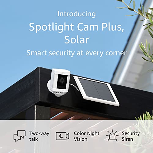 Introducing Ring Spotlight Cam Plus, Solar | Two-Way Talk, Color Night Vision, and Security Siren (2022 release) - White