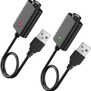 USB Threaded Cord, Smart USB Charger, Rechargeable Overcharge Protection Adapter Device with LED Indicator, USB Electronic [2 Pack]