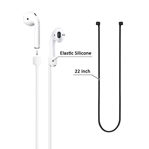 LIKDAY Strap 28'' Silicone Anti-Lost Wire Cable for Compatible with AirPods Pro/2/1 Neck Rope for Wireless Earphone （White＋Black）