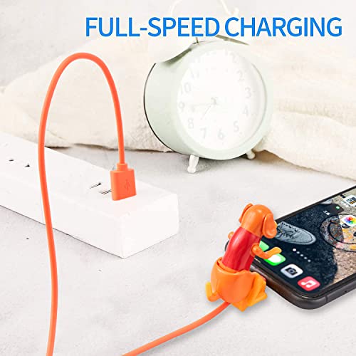 3HQ Funny Dog Humping Fast Charger Cable for iPhone 14/13/12/11 and More, Upgraded Touch Dog Phone Charger USB Lightning Cable (4ft) - Orange