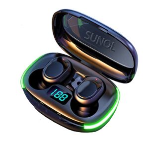sunol y70 wireless earbuds bluetooth headphones with wireless charging case ipx4 waterproof stereo earphones in-ear for spor