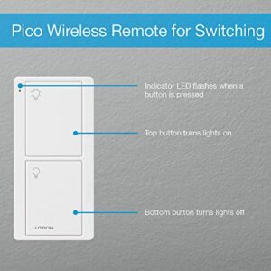 Lutron 2-Button Pico Smart Remote Control for Caséta Smart Switch, PJ2-2B-GIV-L01, Ivory