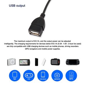 XMSJSIY OBD to USB Power Cable Adapter 16Pin OBD2 Male to 5V 2A USB Female Connector 12V 24V 36V to 5V 2A with Switch Button for Dash Camera Phone Car GPS DVR-0.5M/1.6FT