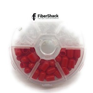 FiberShack - Dust Cap Kit for Fiber Optic Cables, End Faces and Devices. Contains 200 2.5mm Clear FC/SC/ST Ferrules and 50 Red ST Debris Covers - Includes Durable Compartment Carry case