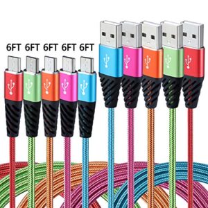 bynccea android charger cable fast charge,nylon braided micro usb cable 6ft 5-pack phone charger fast charging cord compatible with samsung galaxy s6 s7 edge j3 j7,lg,htc,motorola,sony,xbox one,ps4