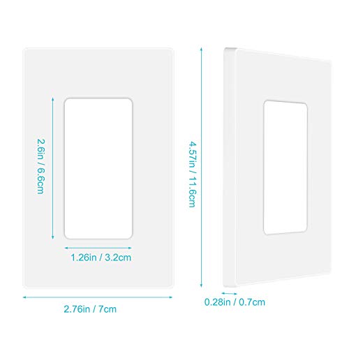 MLLIZH 10 Pack 1-Gang Screwless Wall Plate, Decora Outlet Cover Plates, 4.57” H x 2.76” L, for Light Switch, Dimmer, GFCI, USB Outlet