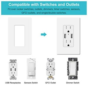 MLLIZH 10 Pack 1-Gang Screwless Wall Plate, Decora Outlet Cover Plates, 4.57” H x 2.76” L, for Light Switch, Dimmer, GFCI, USB Outlet