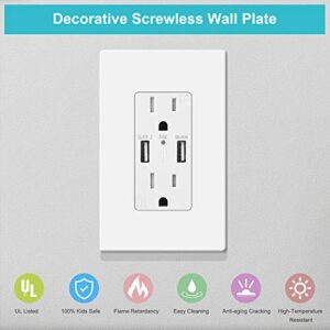 MLLIZH 10 Pack 1-Gang Screwless Wall Plate, Decora Outlet Cover Plates, 4.57” H x 2.76” L, for Light Switch, Dimmer, GFCI, USB Outlet