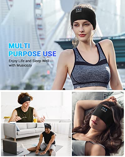 LC-dolida Bluetooth Headband, Cozy Band Wireless Sleep Headphones Sleep Mask with Thin HD Stereo Speakers Music Headband Perfect for Side Sleepers, Sport,Travel Best Gifts for Men Women