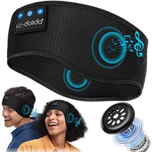 lc-dolida bluetooth headband, cozy band wireless sleep headphones sleep mask with thin hd stereo speakers music headband perfect for side sleepers, sport,travel best gifts for men women