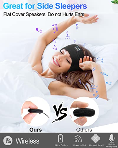 LC-dolida Bluetooth Headband, Cozy Band Wireless Sleep Headphones Sleep Mask with Thin HD Stereo Speakers Music Headband Perfect for Side Sleepers, Sport,Travel Best Gifts for Men Women