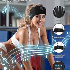 LC-dolida Bluetooth Headband, Cozy Band Wireless Sleep Headphones Sleep Mask with Thin HD Stereo Speakers Music Headband Perfect for Side Sleepers, Sport,Travel Best Gifts for Men Women