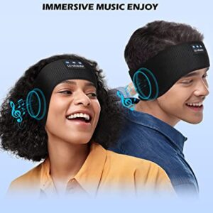 LC-dolida Bluetooth Headband, Cozy Band Wireless Sleep Headphones Sleep Mask with Thin HD Stereo Speakers Music Headband Perfect for Side Sleepers, Sport,Travel Best Gifts for Men Women